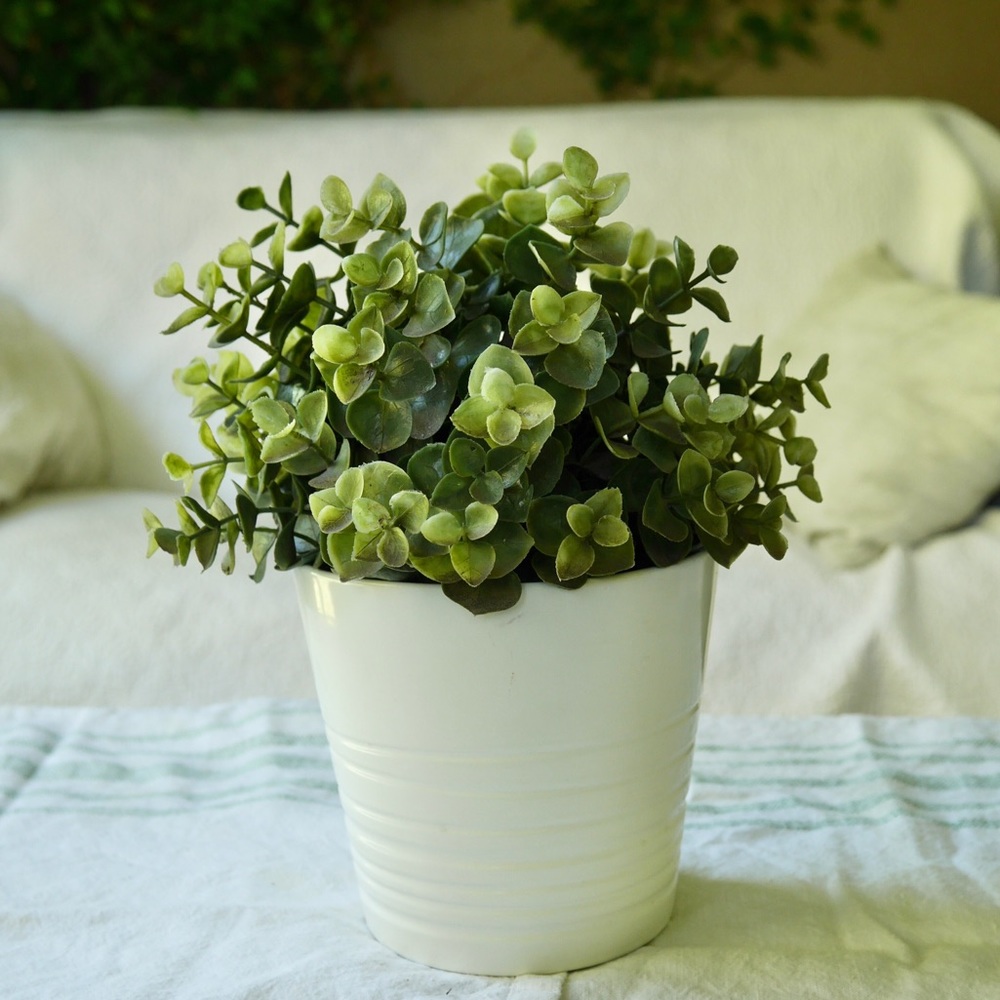 Faux Plant In White Pot